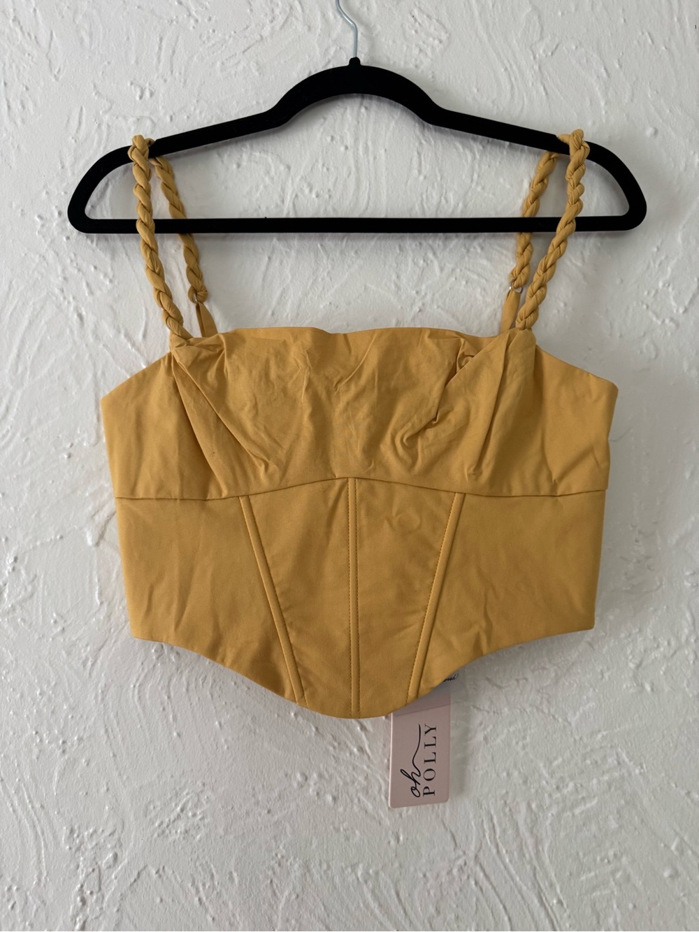 Oh Polly Mustard Bra-Style Crop Top with Braided Straps
